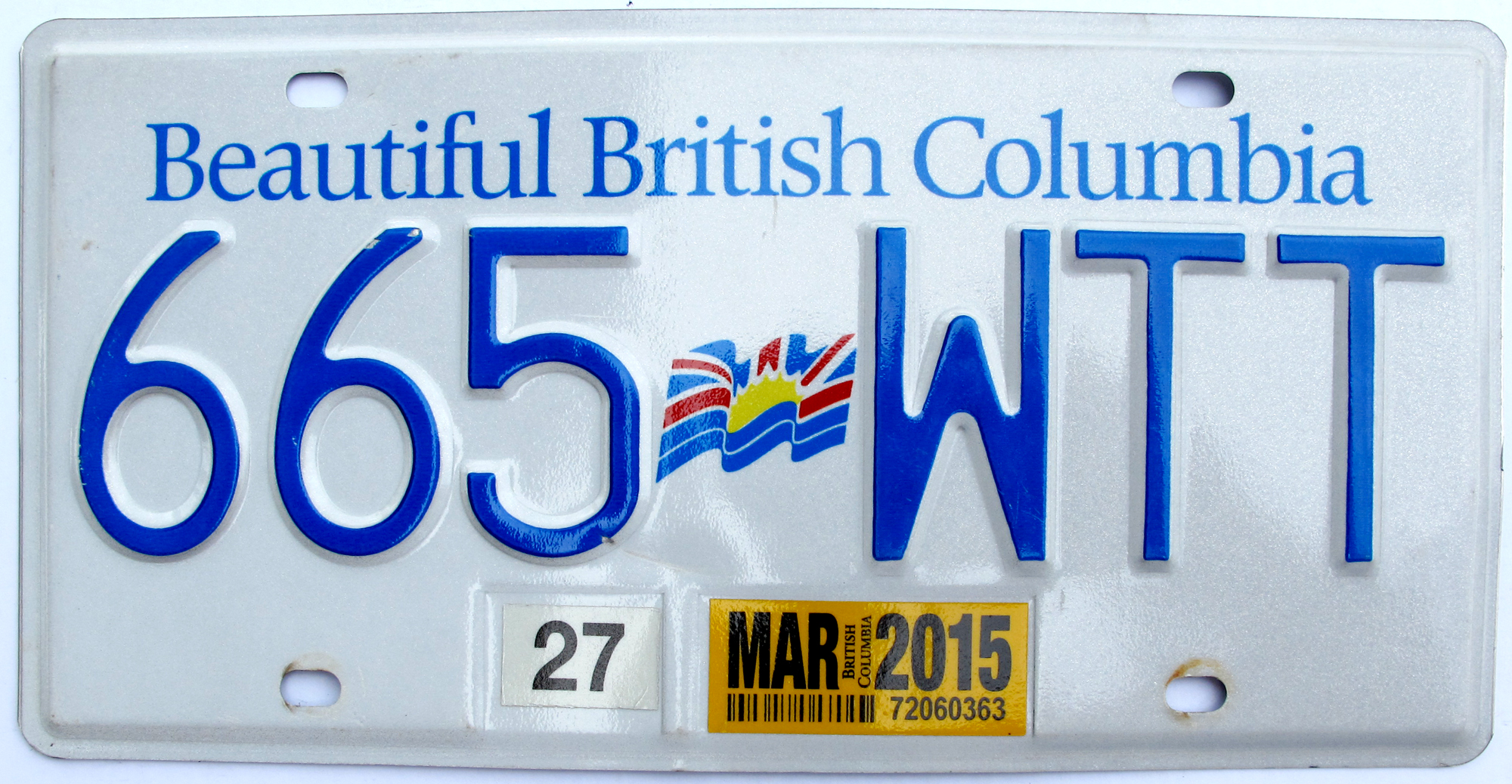 British Columbia Passenger License Plates 2001  2014