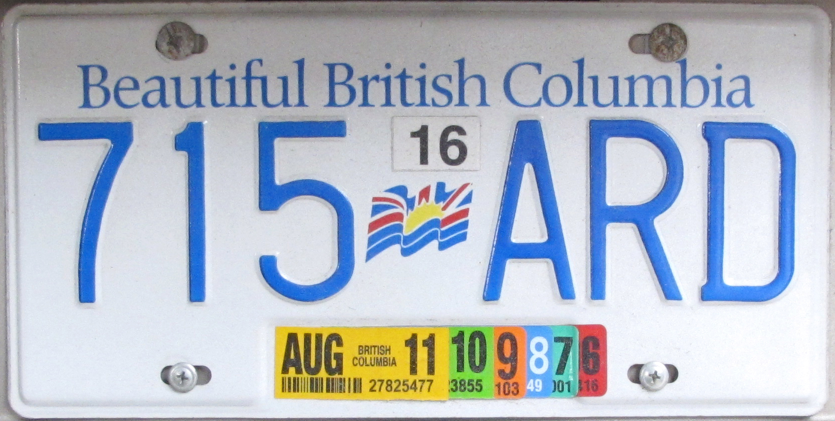 British Columbia Registration Decals